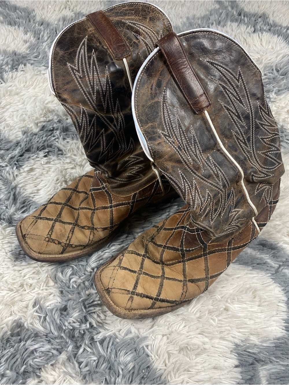 Power House Men's Horse Power 10.5 EE Patchwork Cowboy Boots Sabotage HP1082